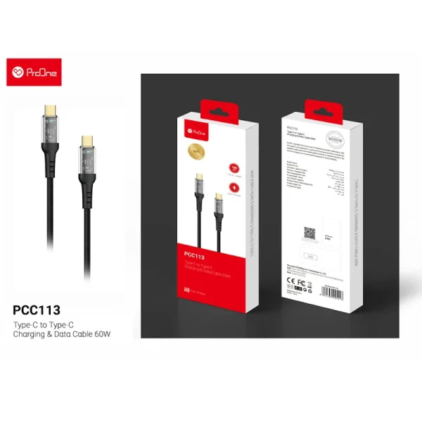 کابل 60W PD دو سر type-c پرووان مدل PCC113