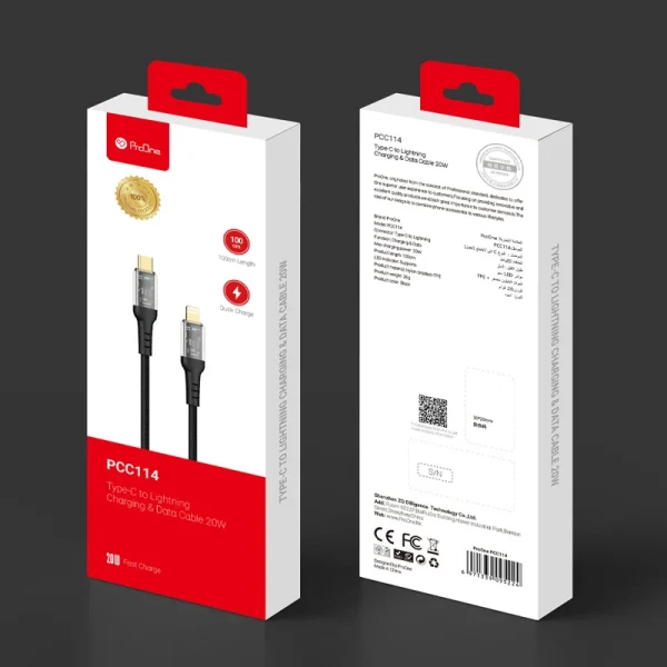 کابل USB-C به لایتنینگ پرووان مدل PCC114 20W