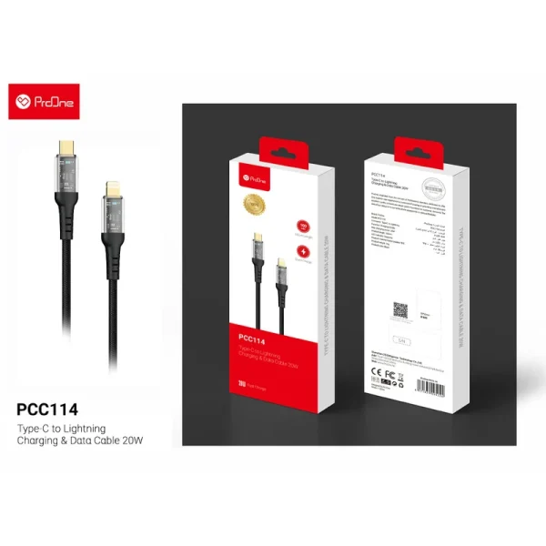 کابل USB-C به لایتنینگ پرووان مدل PCC114 20W