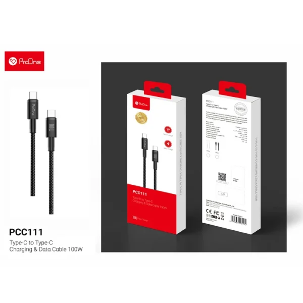 کابل تبدیل USB-C پرووان مدل PCC111 100W PD