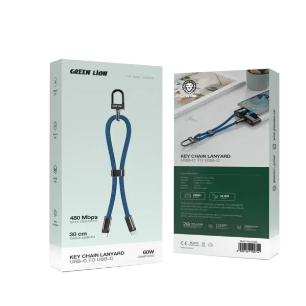 کابل تایپ سی به تایپ سی گرین لاین مدل keychain lanyard