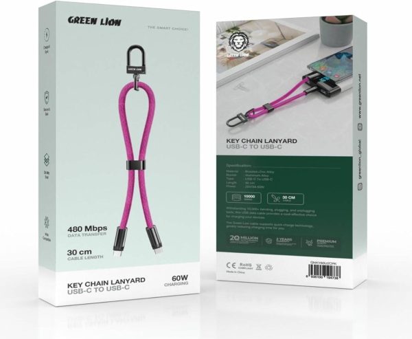 کابل تایپ سی به تایپ سی گرین لاین مدل keychain lanyard
