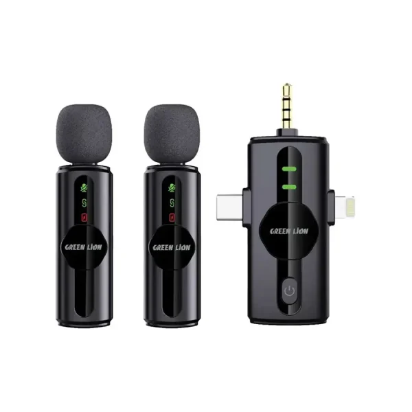 میکروفون یقه‌ ای ۲ فرستنده وایرلس گرین لاین مدل GM-80X