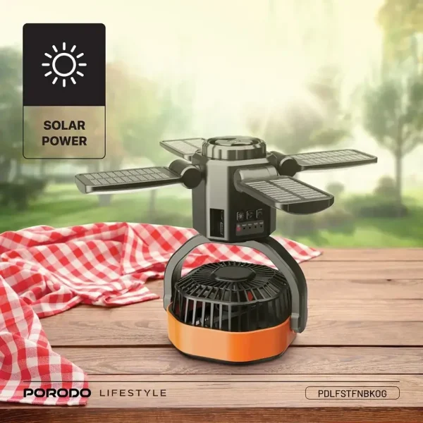 پنکه شارژی خورشیدی پرودو مدل Suncharge با پاوربانک