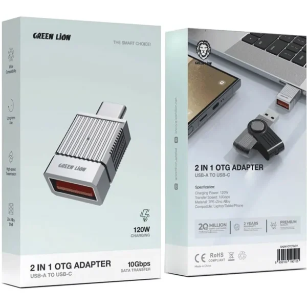 مبدل دو در یک type-C به USB 3.0 گرین لاین