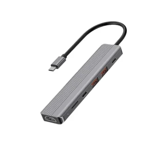 هاب USB-C پاورولوژی مدل 6in1 Slim 4K HDMI (P61HBCGY)